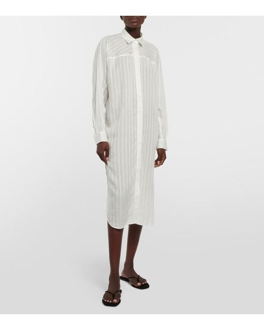 Totême White Striped Jacquard Shirt Dress