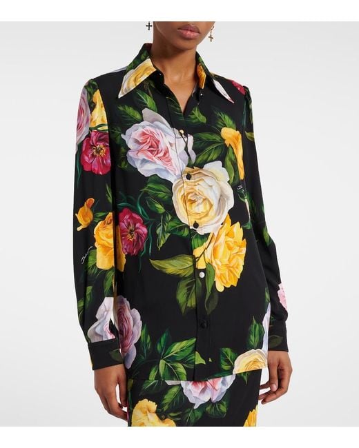 Dolce & Gabbana Black Printed Silk Shirt