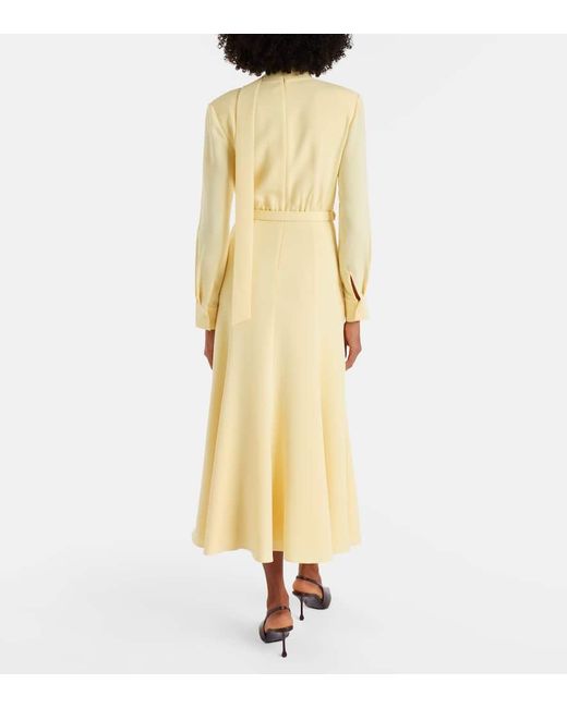 Roland Mouret Yellow Belted Cady Midi Dress
