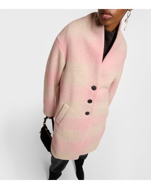 Manteau en laine melangee a carreaux Isabel Marant en coloris Natural