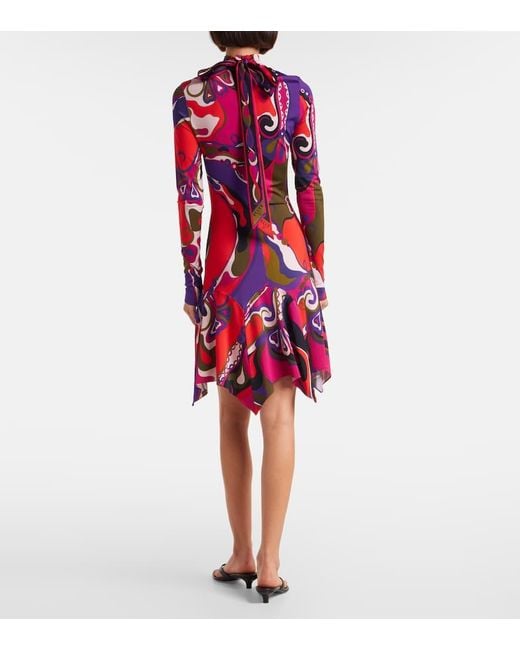 Emilio Pucci Red Minikleid Orchidee Aus Jersey