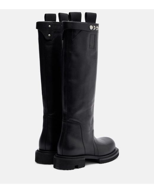 Rick Owens Black Gabe Leather Knee-High Boots