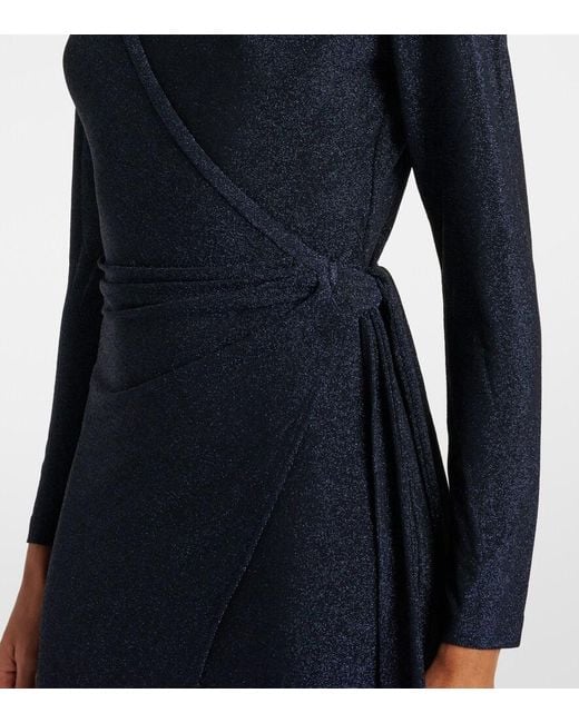 Diane von Furstenberg Blue Simona Lame Wrap Dress