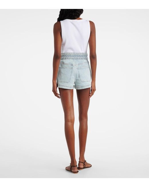 Veronica Beard Blue Elijah High-Rise Denim Shorts