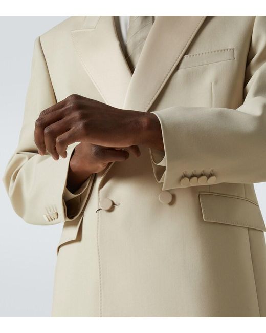 Saint Laurent Natural Wool Tuxedo Blazer With Satin Lapel for men