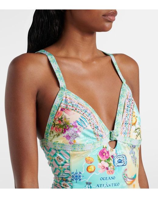 Camilla Blue Embellished Printed Swimsuit