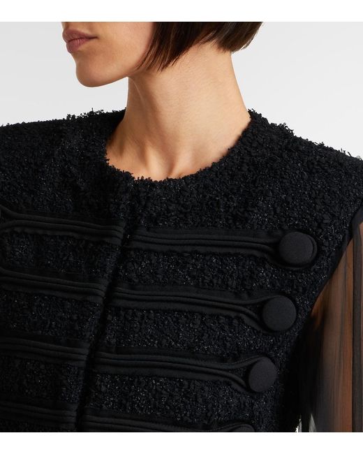 Balmain Black Silk-Trimmed Boucle Jacket