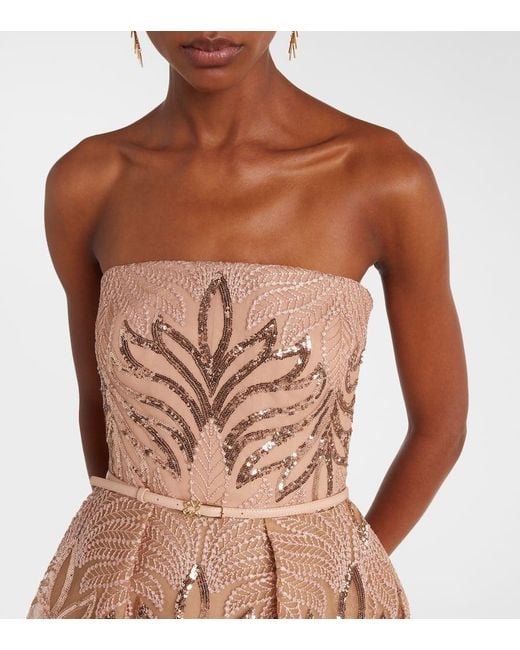 Elie Saab Brown Robe Mit Pailletten