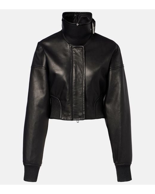 Sportmax Black Ossido Leather Blouson Jacket