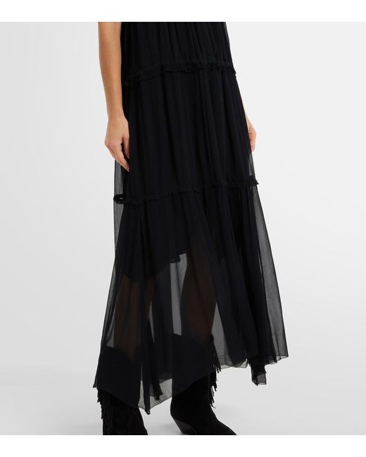Isabel Marant Black Alita Chiffon Midi Dress