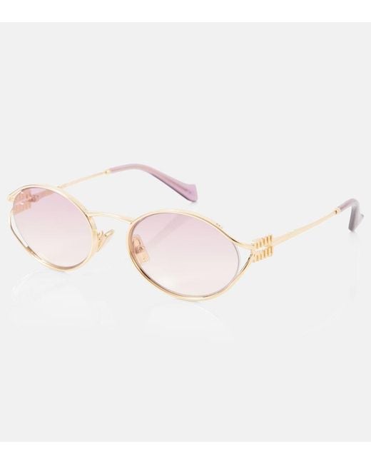 Miu Miu Pink Mu 52Ys Oval Sunglasses