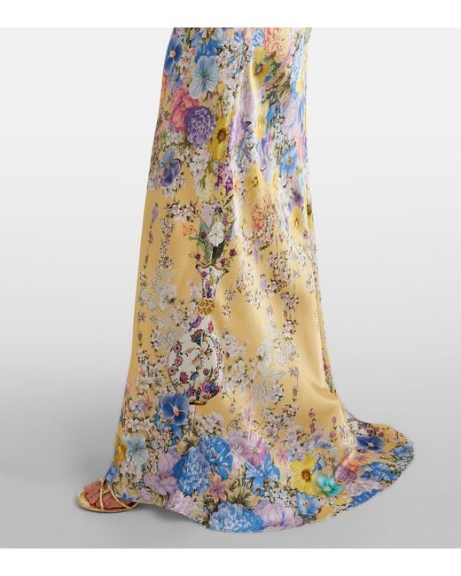 Camilla Metallic Verziertes Maxikleid Aus Seidensatin