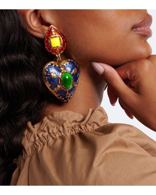 Saint Laurent Metallic Embellished Clip-On Earrings