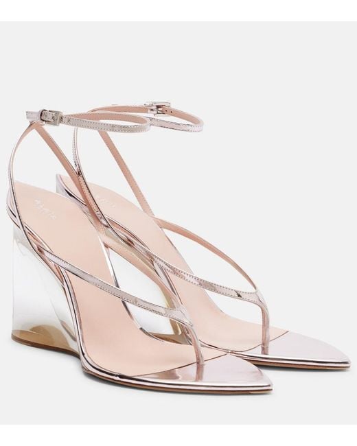 Alaïa White Invisible Leather Wedge Thong Sandals