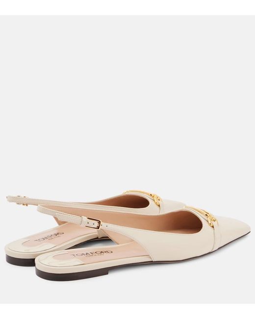 Tom Ford Natural Patent Leather Slingback Flats