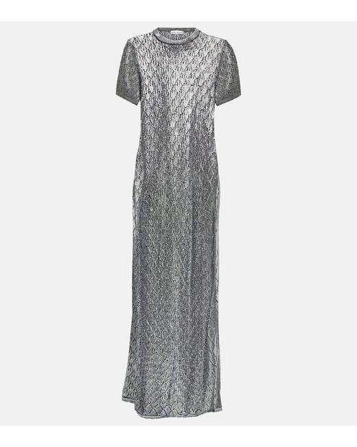 Rabanne Gray Metallic Knit Maxi Dress