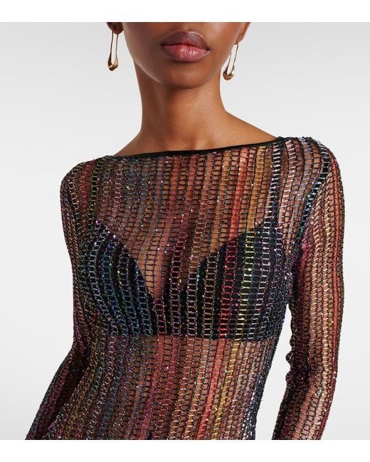 Missoni Purple Sheer Open-Back Maxi Dress