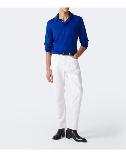 Tom Ford Blue Cashmere And Silk Polo Sweater for men