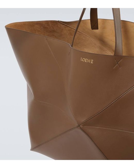 Loewe Brown Puzzle Fold Extra Large Leather Tote Bag for men