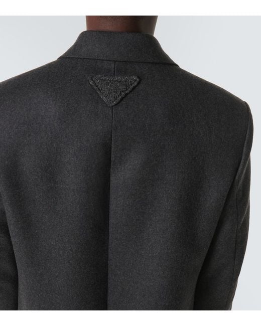 Prada Black Single-Breasted Wool Blazer for men