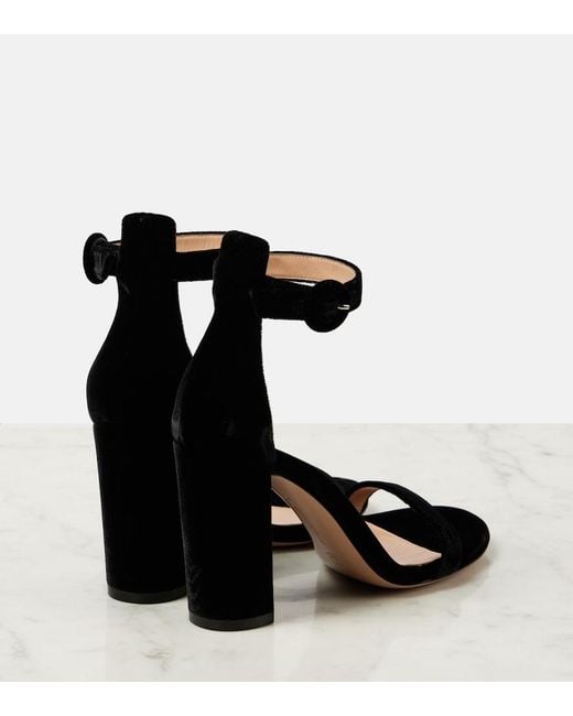 Gianvito Rossi Black Gaeta 95 Velvet Sandals