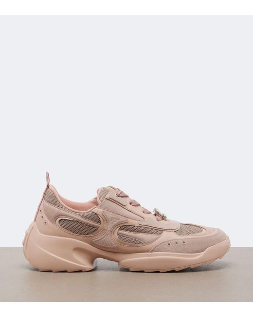 Roger Vivier Pink Viv' On The Run Embellished Sneakers
