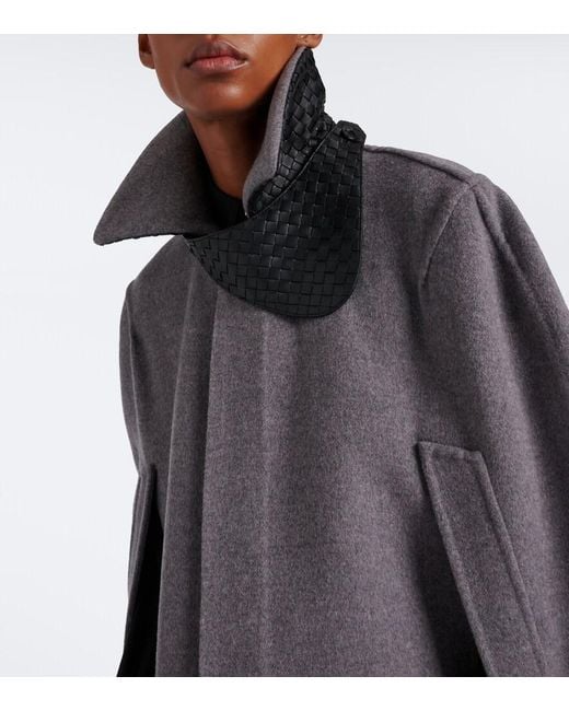 Bottega Veneta Gray Intrecciato Wool And Cashmere Cape
