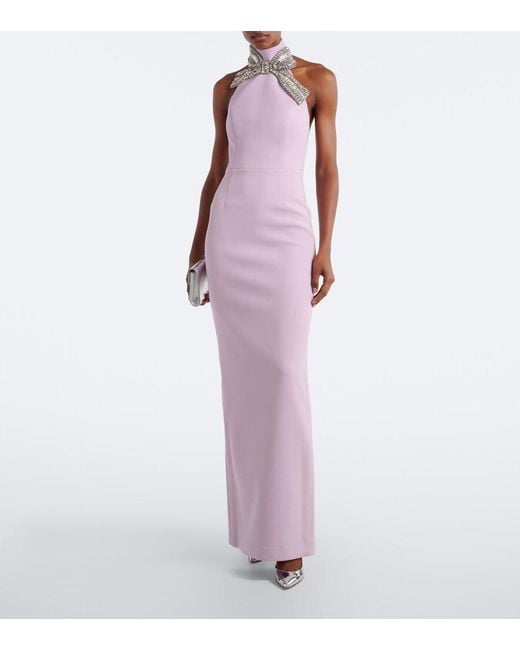 Rebecca Vallance Purple Yolanda Embellished Crepe Gown