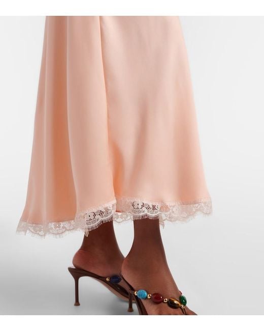 Faithfull The Brand Pink Sella Lace-Trimmed Satin Maxi Dress
