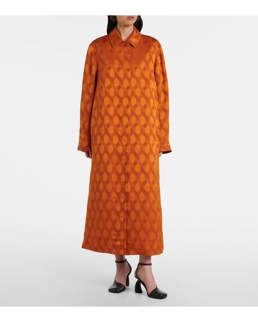 Dries Van Noten Orange Printed Coat