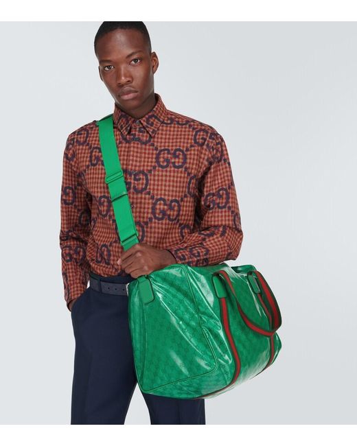 Gucci GG Large Crystal Canvas Duffel Bag in Green for Men Lyst