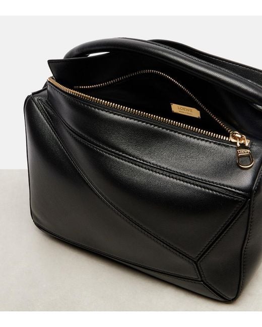 Loewe Black Featherlight Puzzle Large Leather Top-Handle Bag