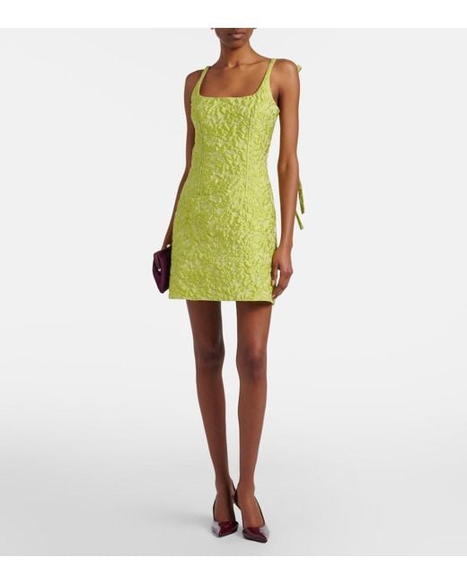 Emilia Wickstead Green Eliezer Floral Cloque Minidress
