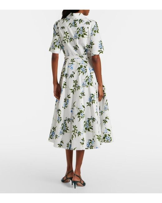 Emilia Wickstead White Rubie Floral Cotton Poplin Shirt Dress