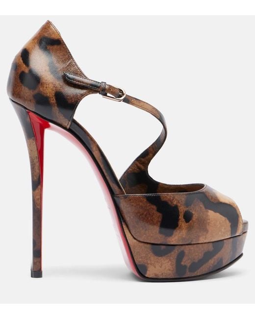 Christian Louboutin Brown Miss Zigourata 160 Leather Platform Pumps
