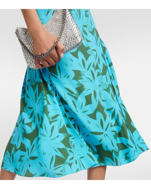 Diane von Furstenberg Blue Nella Floral-print Crepe Midi Dress