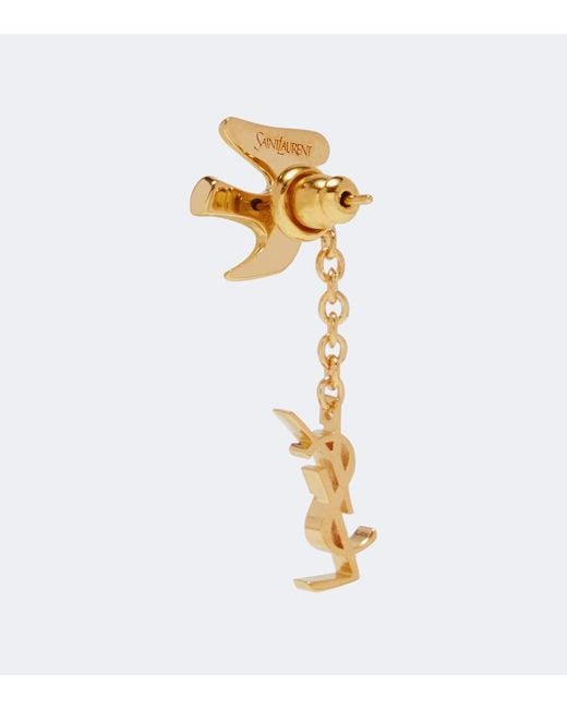 Saint Laurent Metallic Cassandre Brass Earrings