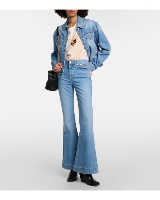 Jeans Flared A Vita Alta di Stella McCartney in Blue