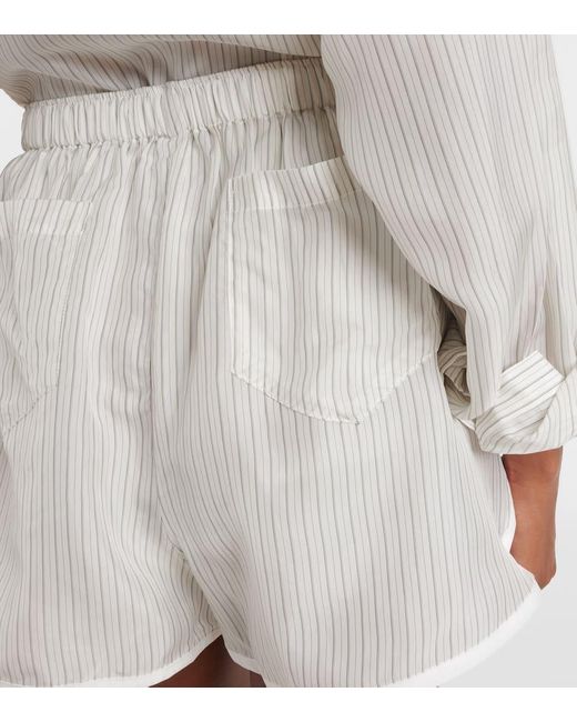 Frankie Shop White Brenna Sheer Striped Shorts