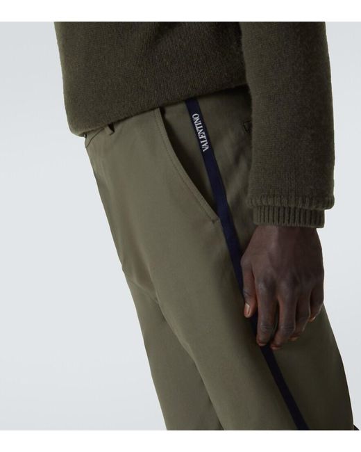 Valentino Green Cotton Straight Pants for men