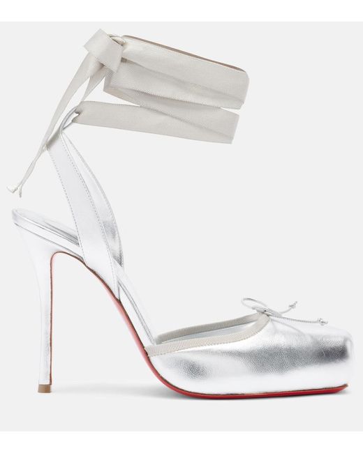 Christian Louboutin White Cassia Metallic Leather Pumps