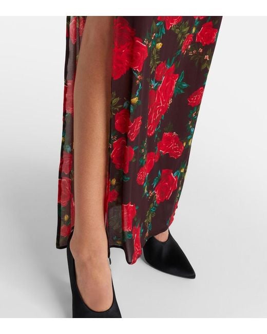 Magda Butrym Red Floral Ruched Gown