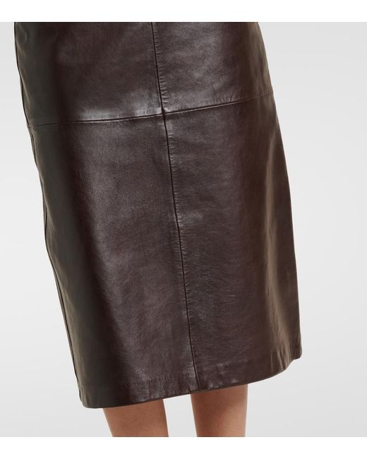 Max Mara Brown Leather Midi Skirt