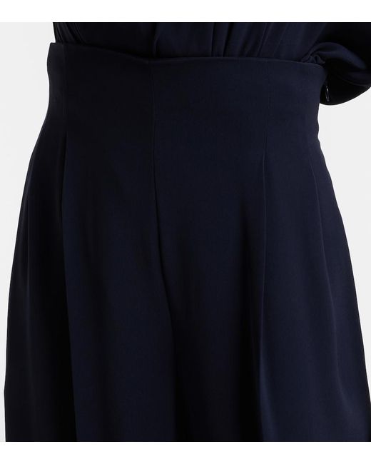 Max Mara Blue High-Rise Cady Wide-Leg Pants