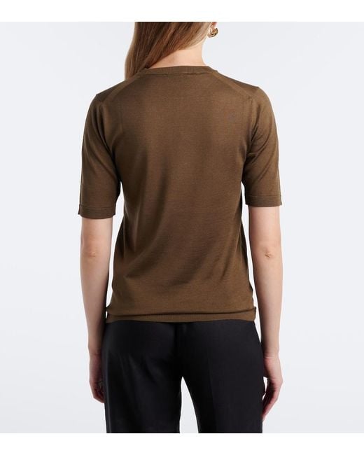Max Mara Green Silk And Cashmere Top
