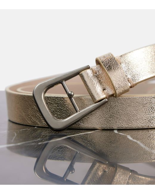 Brunello Cucinelli Natural Metallic Leather Belt