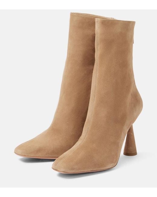 Aquazzura Natural Amore 95 Suede Ankle Boots
