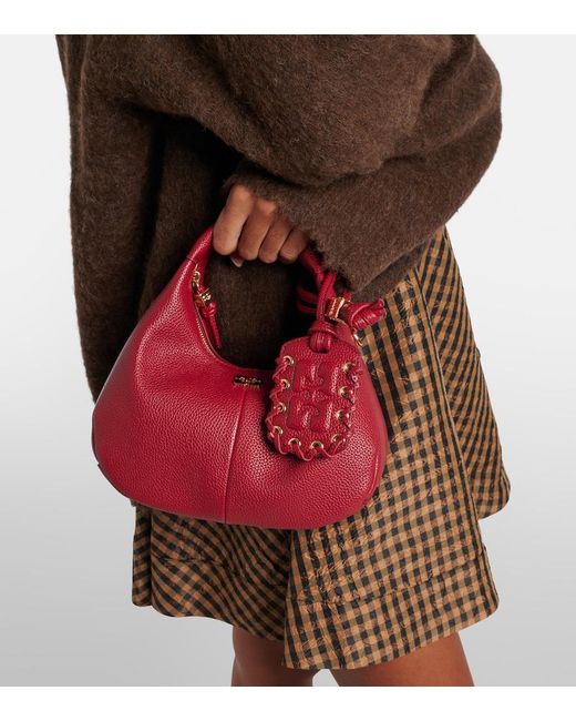 Ganni Mini Top-Handle Bag in Red | Lyst