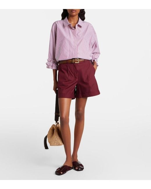Max Mara Red Cotton Poplin Shorts