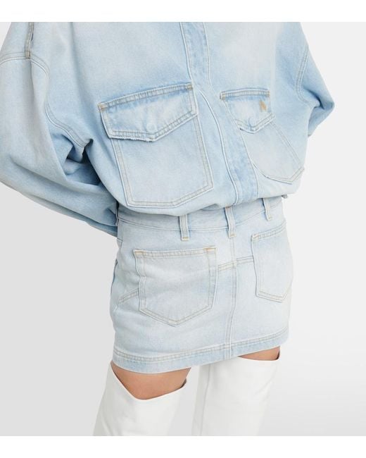 The Attico Blue Denim Miniskirt